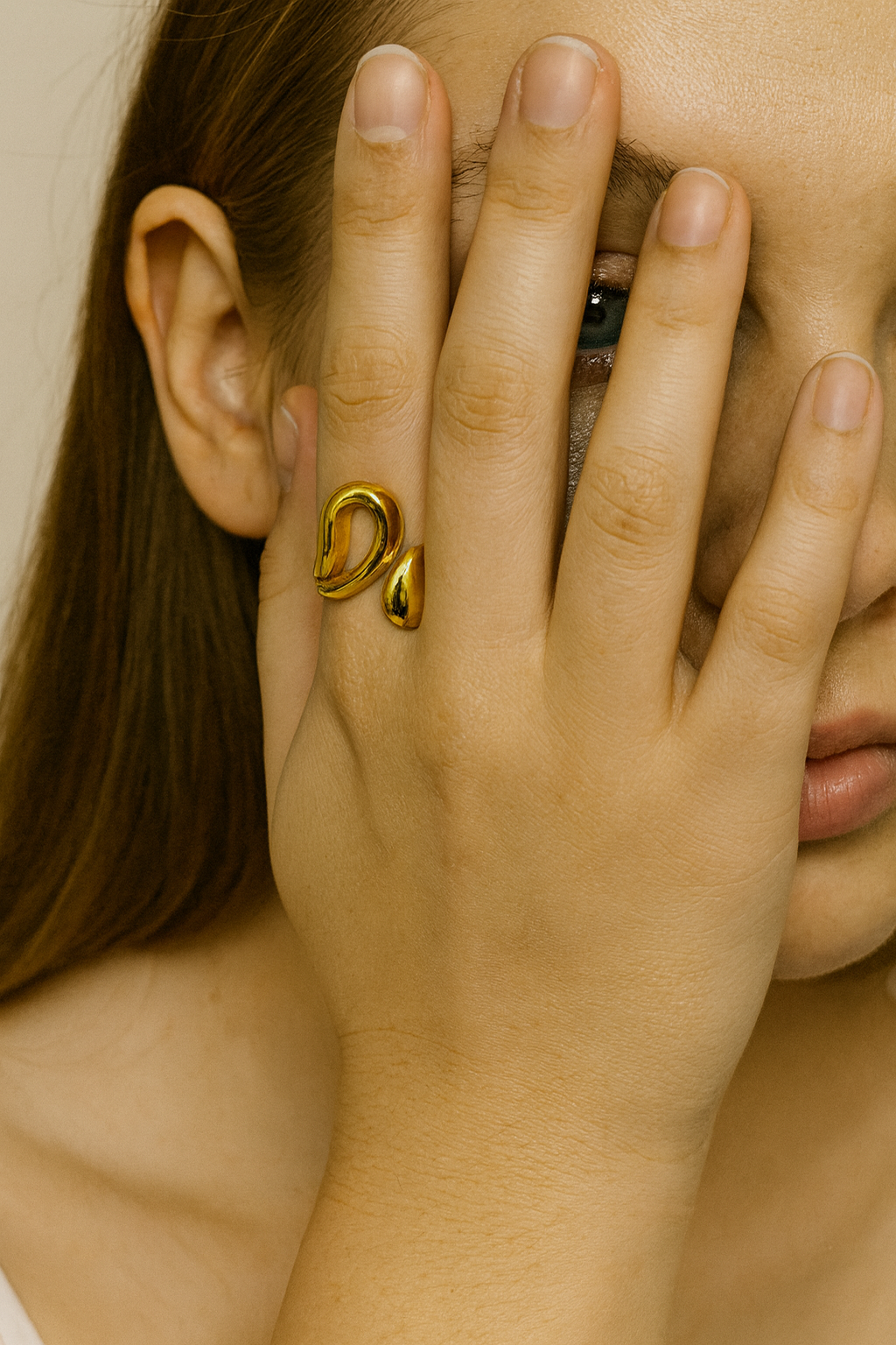 Golden Teardrop Statement Ring