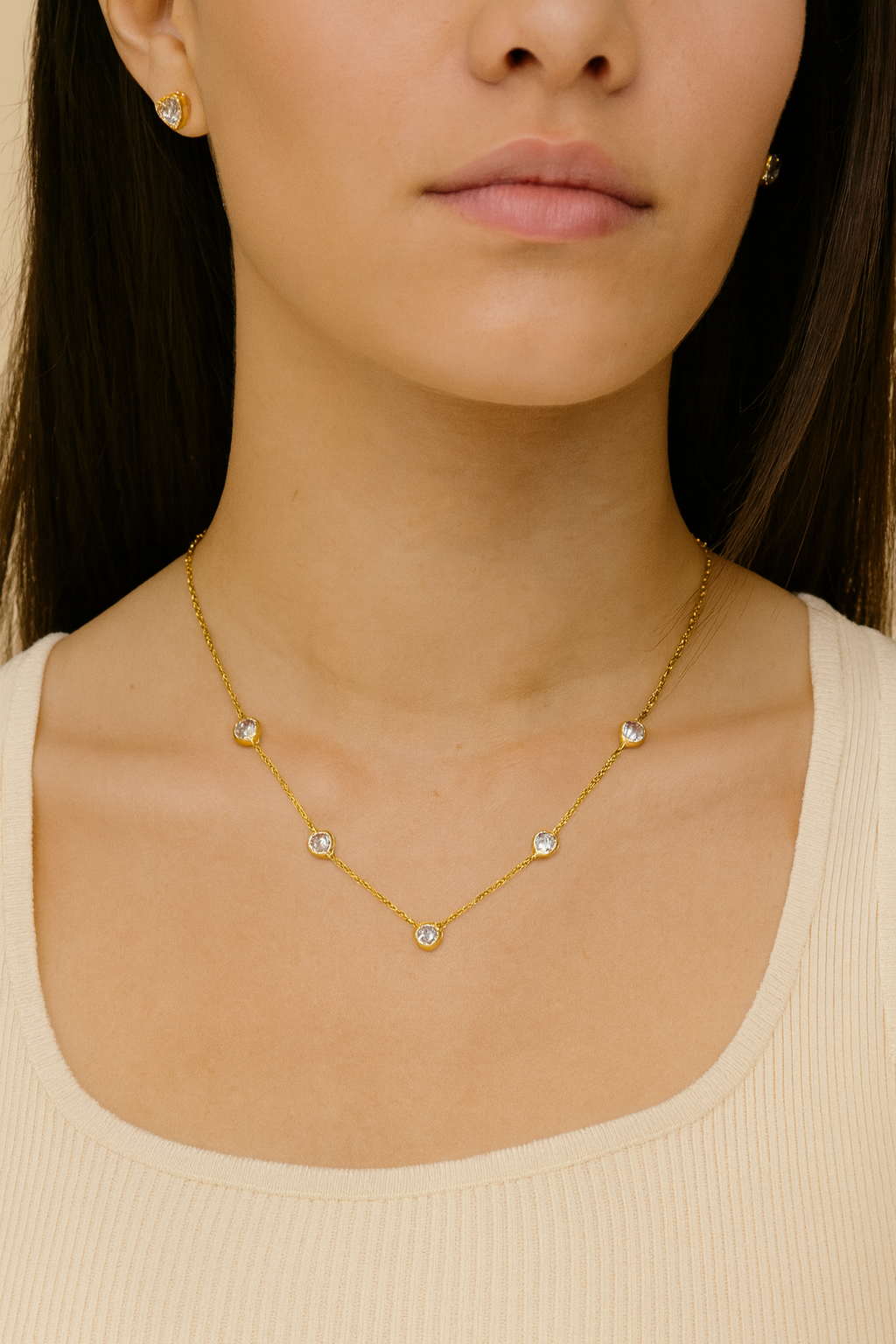 Celestia Lavender Heart Necklace & Stud Set