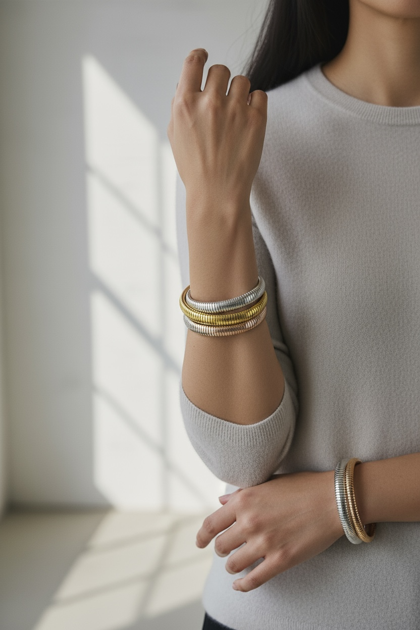 TriLuxe Serpentine Coil Bangle Set