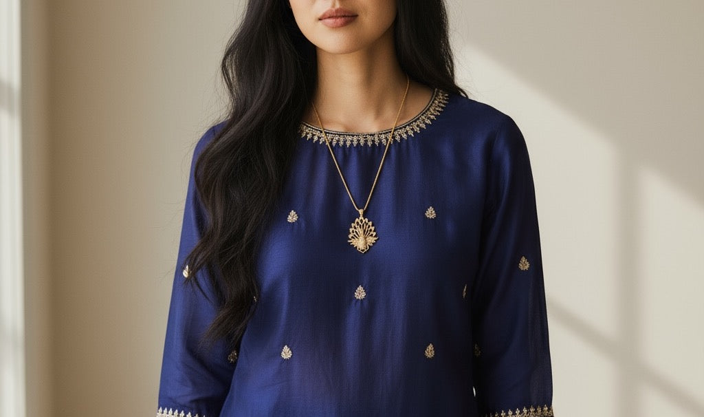 Golden Grace Peacock Pendant Necklace