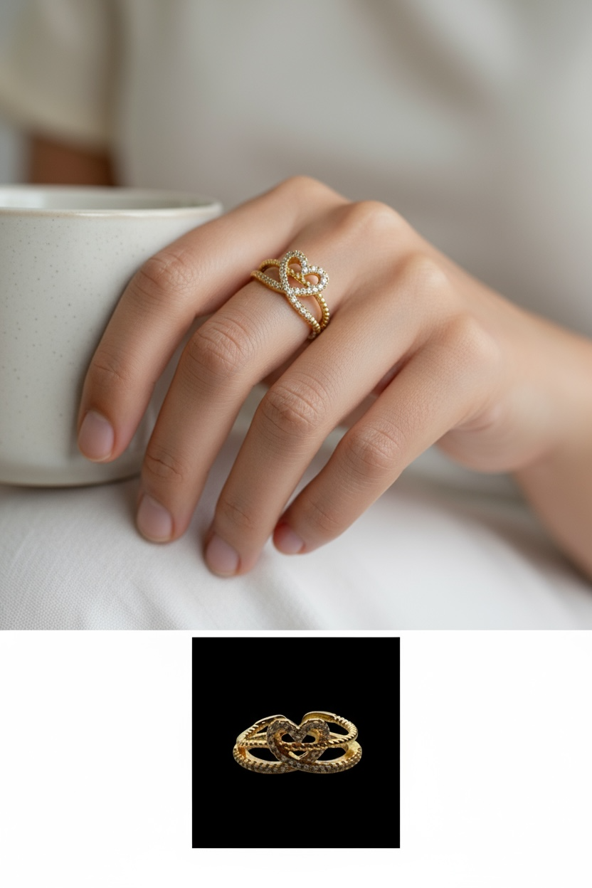 Heart Knot Double Band Ring