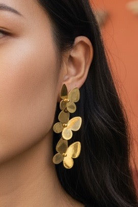 Golden Flutter Butterfly Drop Earrings