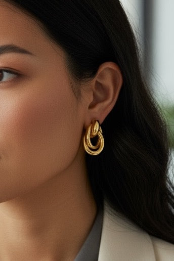 Golden Bold Loop Earrings