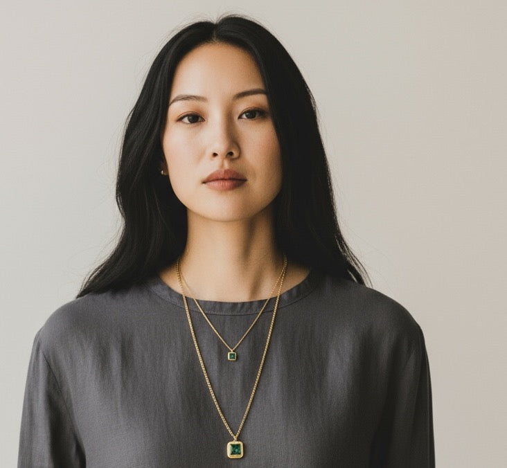 Emerald Duo Layered Necklace