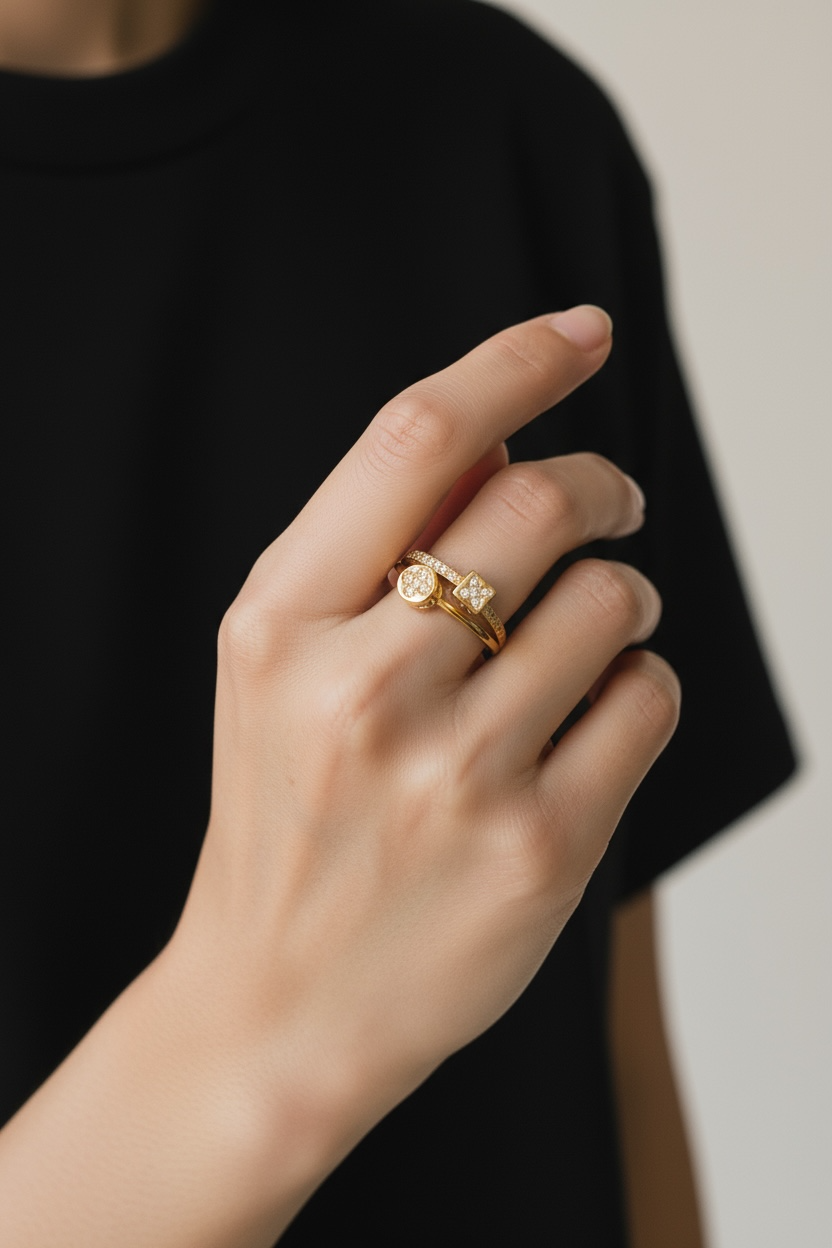Dual Charm Gold Ring