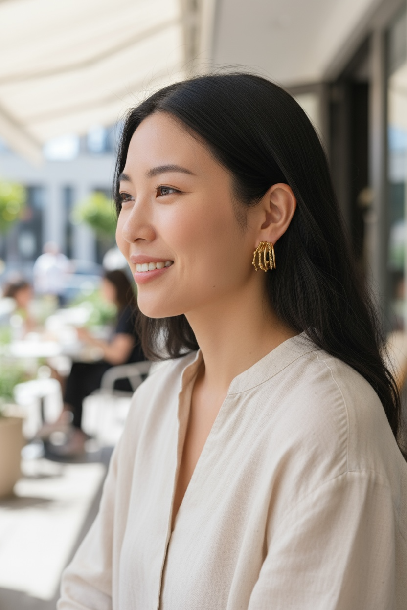 Golden Hoop Statement Earrings