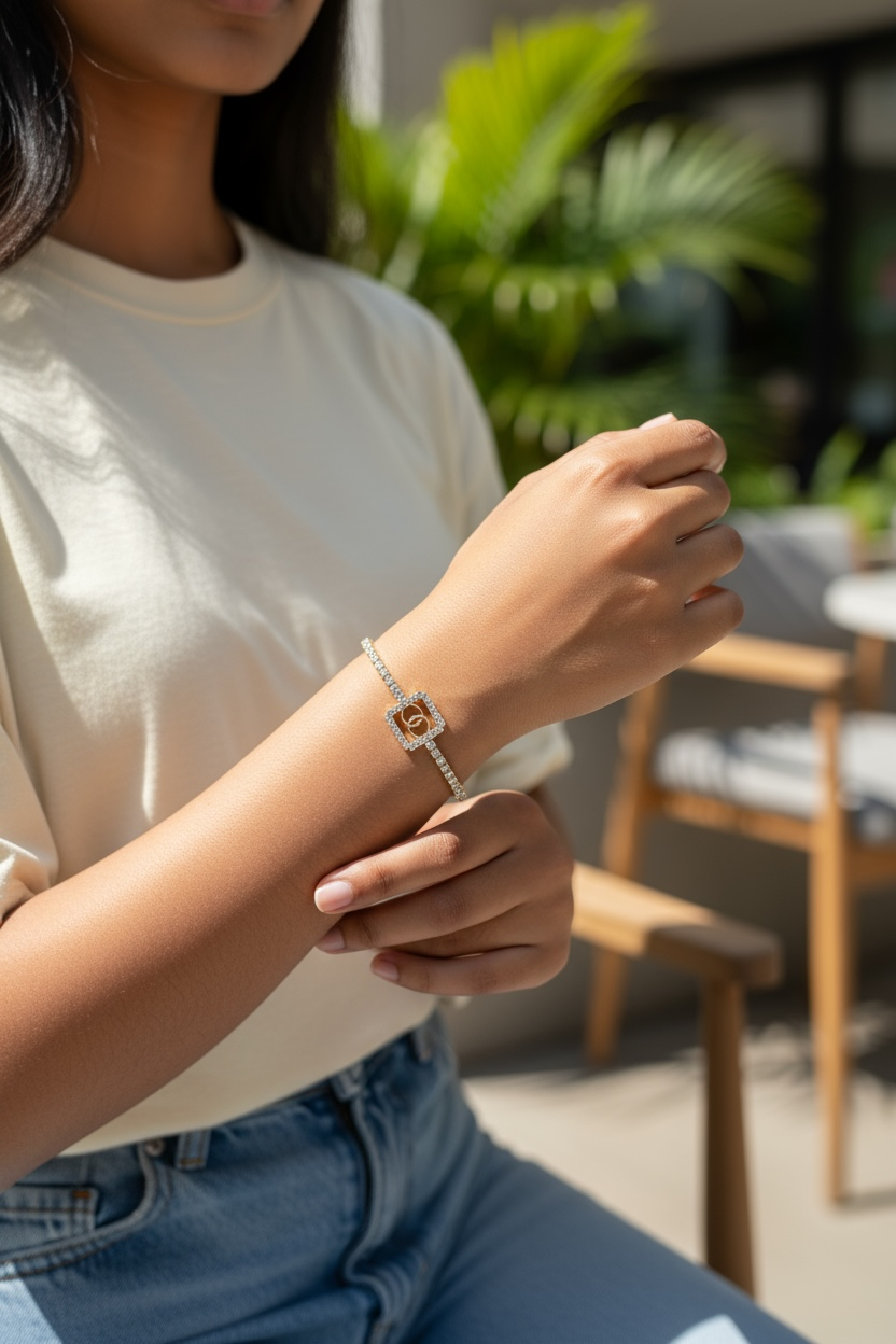 Elegant Infinity Charm Diamond Tennis Bracelet