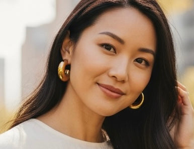 Bold Gold Dome Hoop Earrings