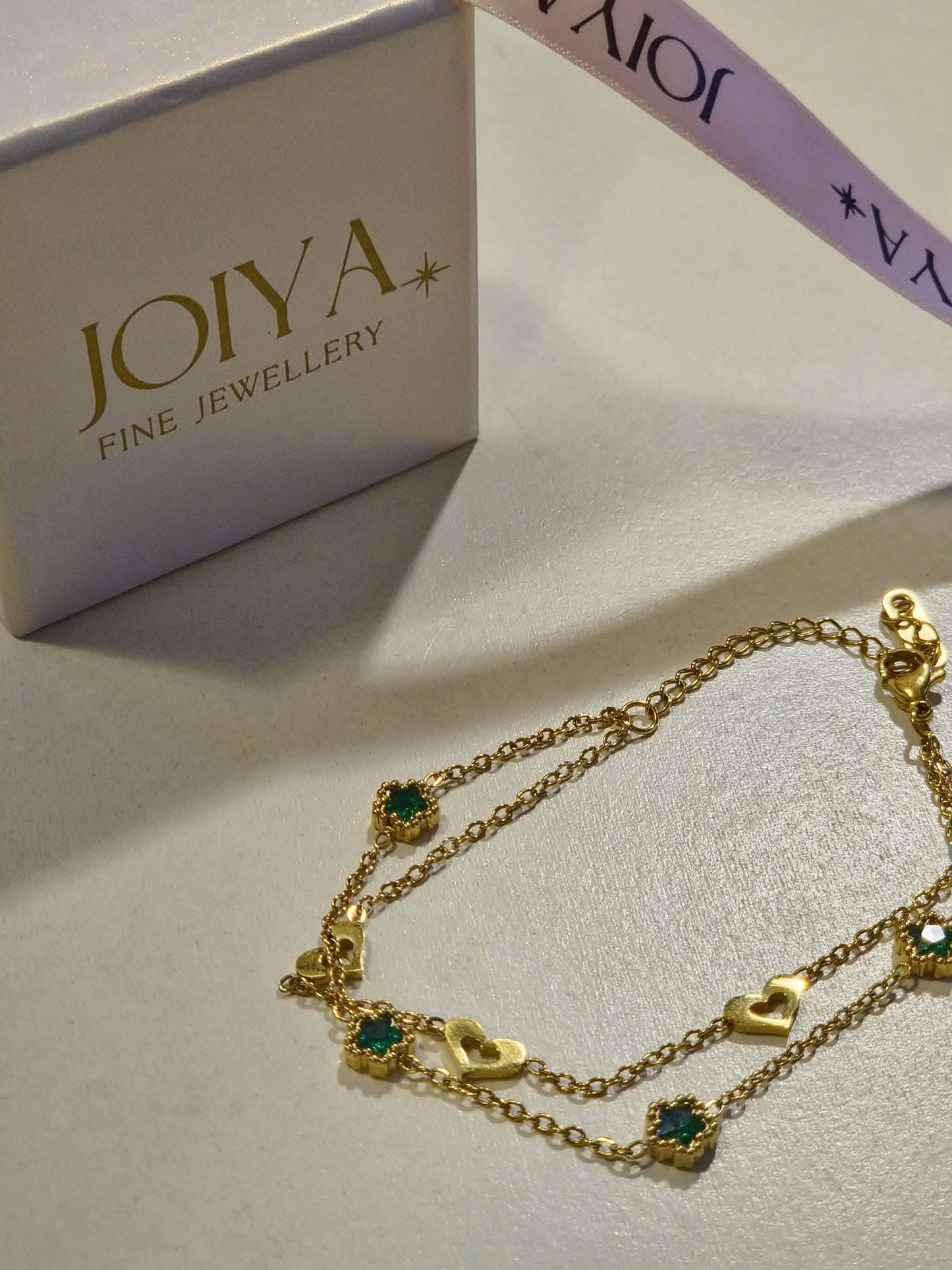 Emerald Heart Charm Bracelet