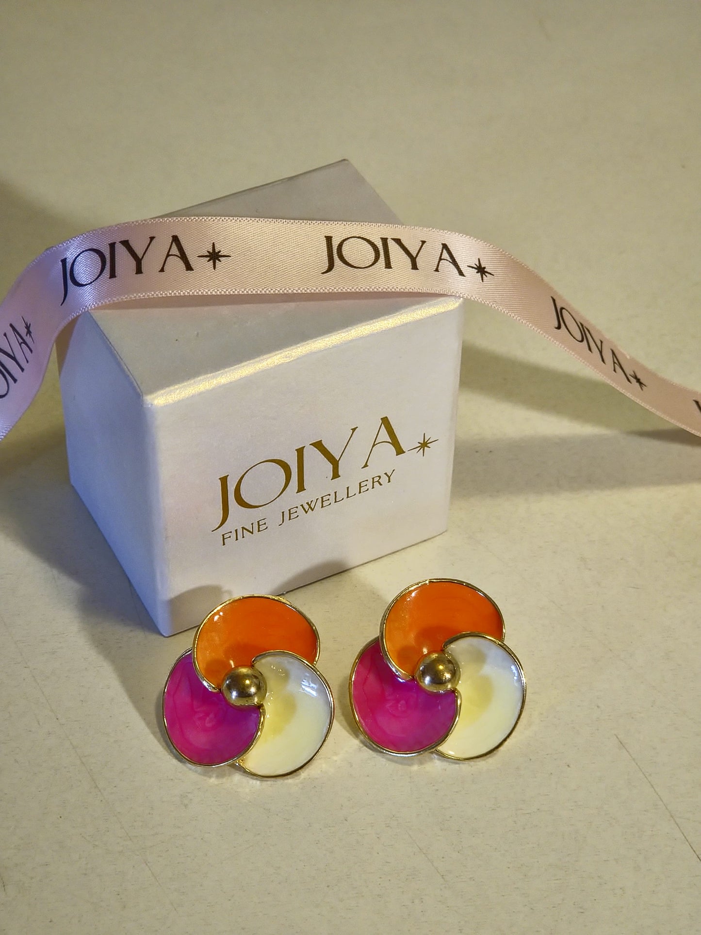 TrioBloom Enamel Studs – 18k Gold Plated