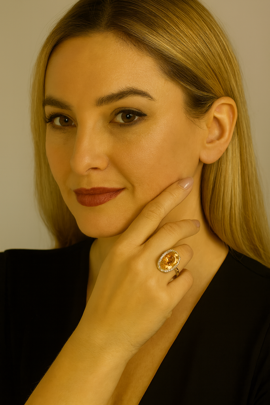 Golden Halo Citrine Ring