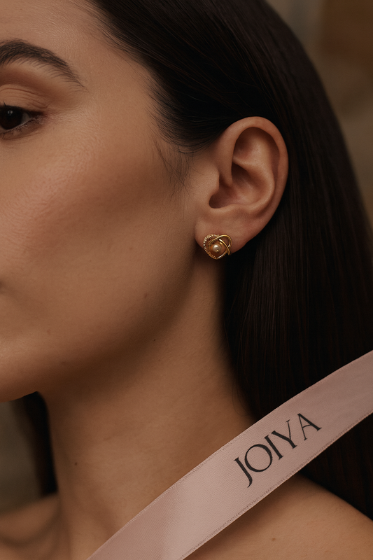 Luxe Knot Pearl Studs