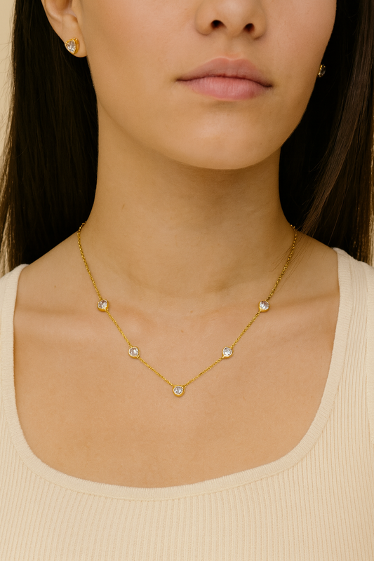 Celestia Lavender Heart Necklace & Stud Set