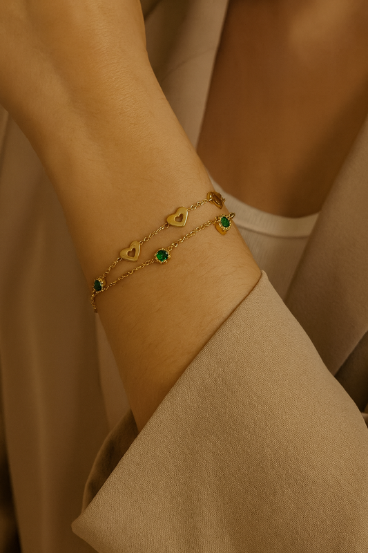 Emerald Heart Charm Bracelet