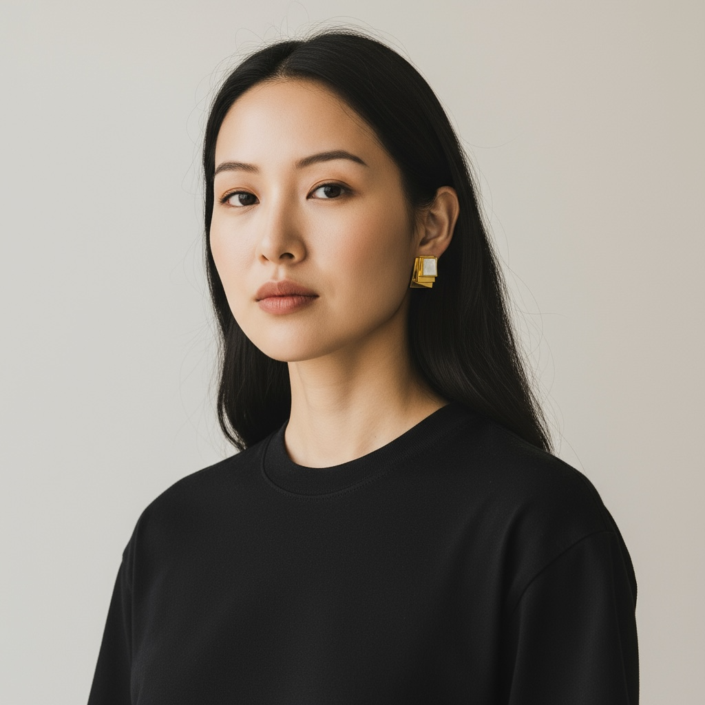 Rectangular Earrings with White Enamel Finish