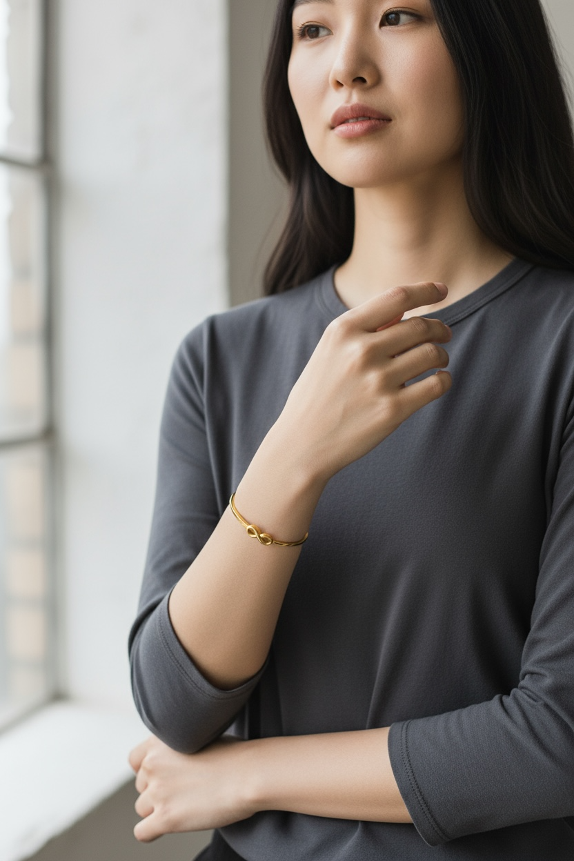 Elegant Gold Infinity Bangle Bracel