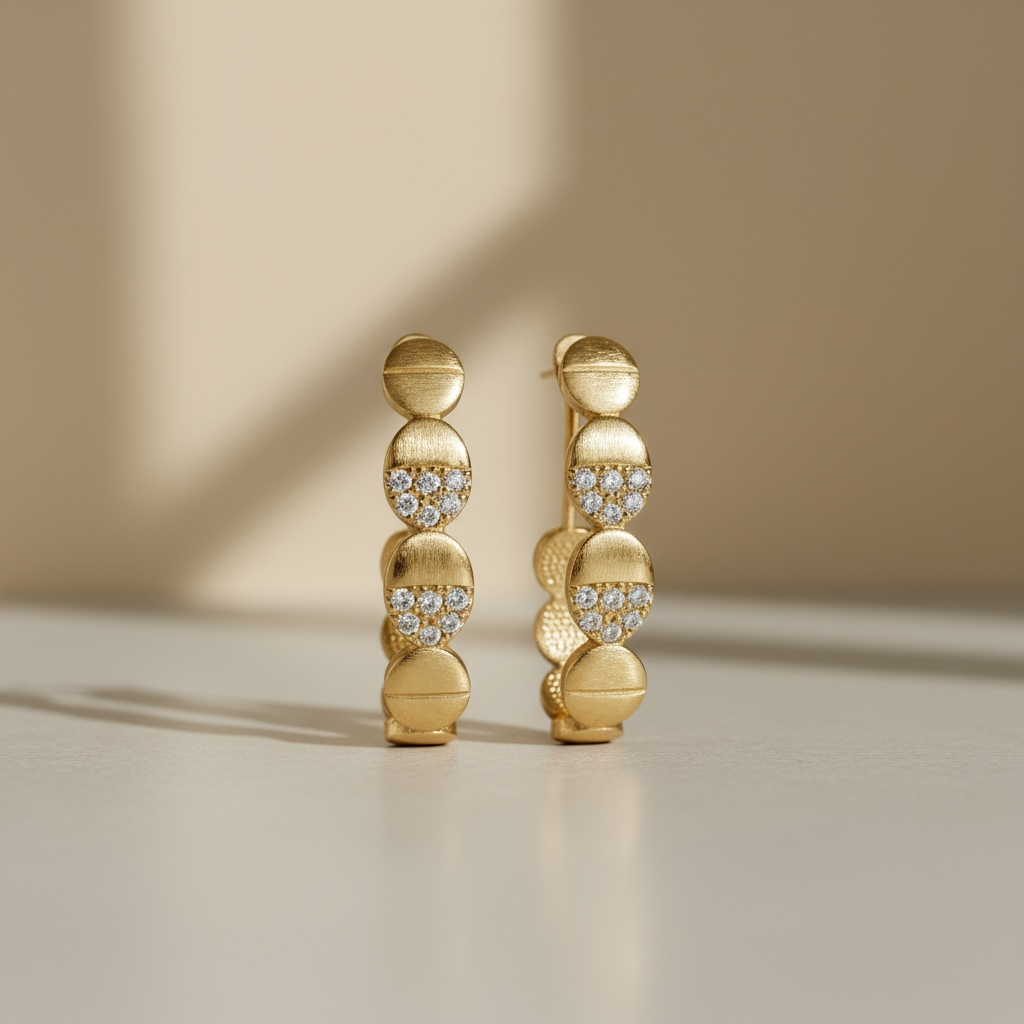 Golden Radiance Studded Hoop Earrings