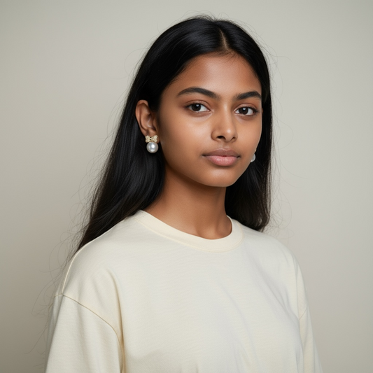 Royal Bow Pearl Stud earrings.