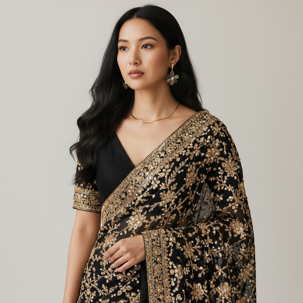 Floral Enamel Drop Earrings with Pearl Center