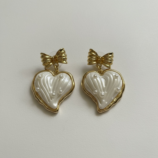Heart Bow Dangle Earrings
