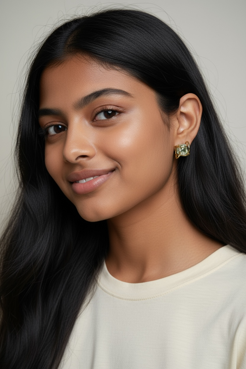 Geometric Gold Frame Stud Earrings