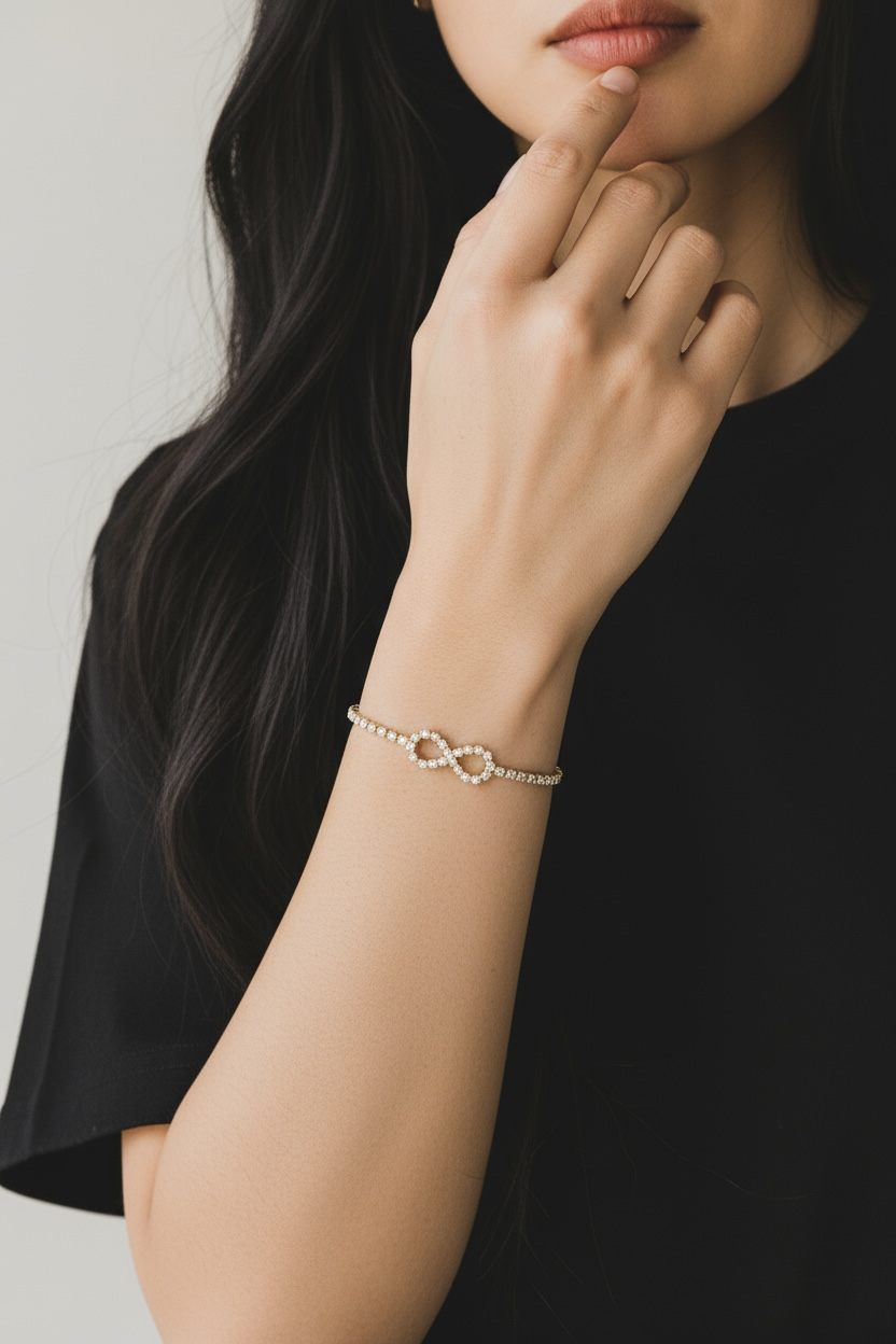 Eternal Sparkle gold tone Infinity Bangle