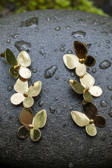 Golden Flutter Butterfly Drop Earrings