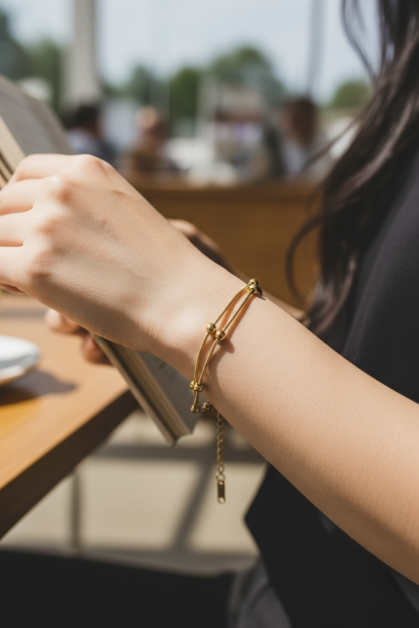 Golden Grace Dual Layer Bead Bracelet