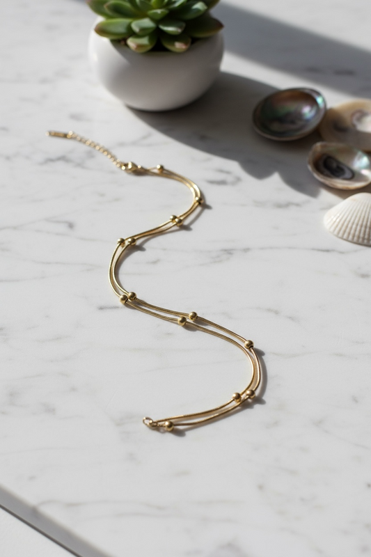 Golden Grace Dual Layer Bead Bracelet