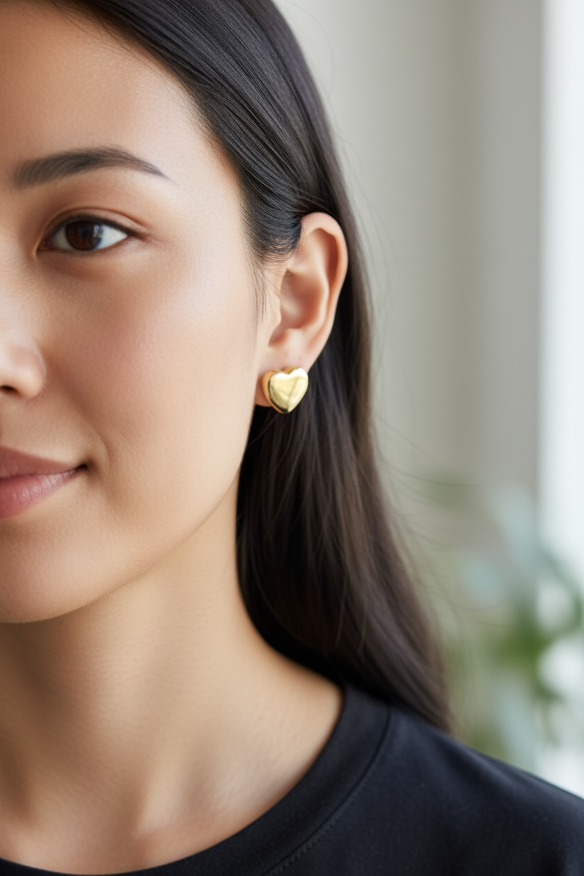 Classic Gold Heart Stud Earrings