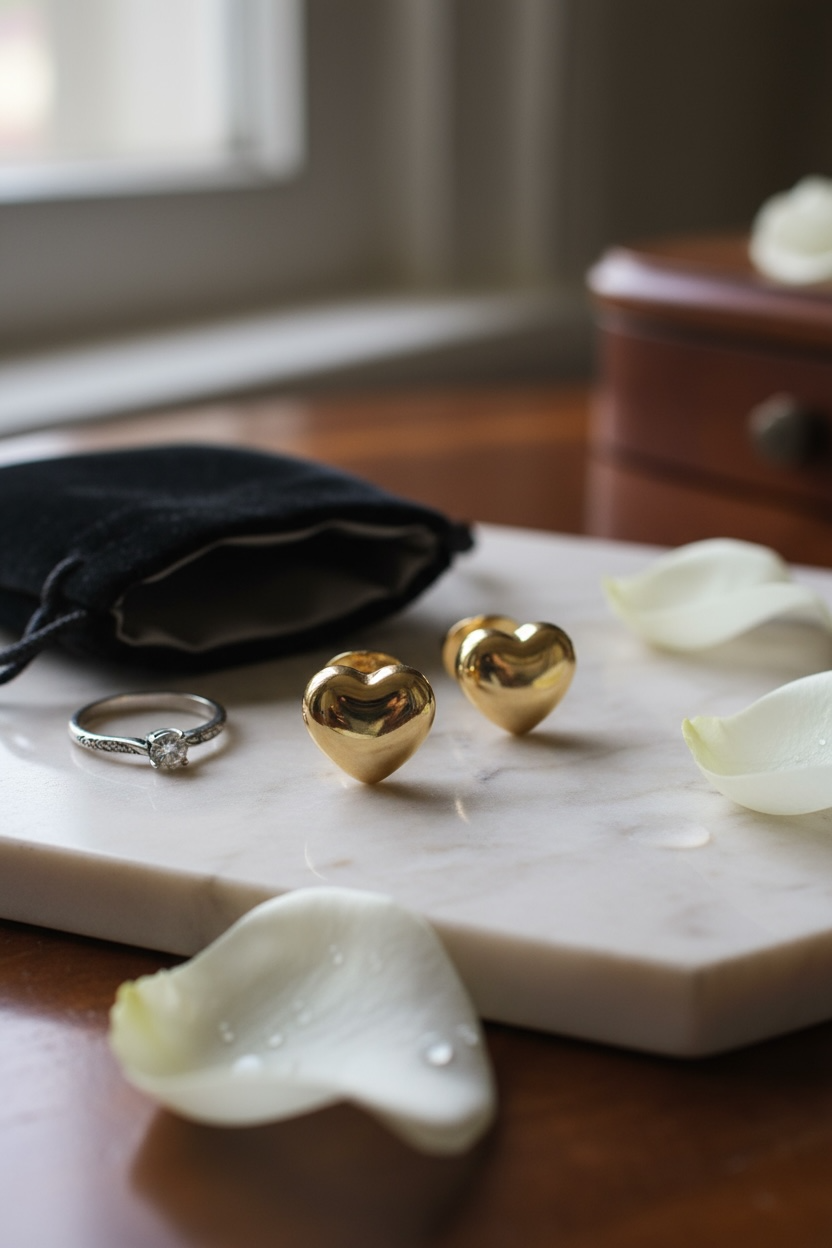 Classic Gold Heart Stud Earrings