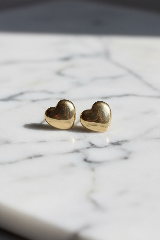 Classic Gold Heart Stud Earrings
