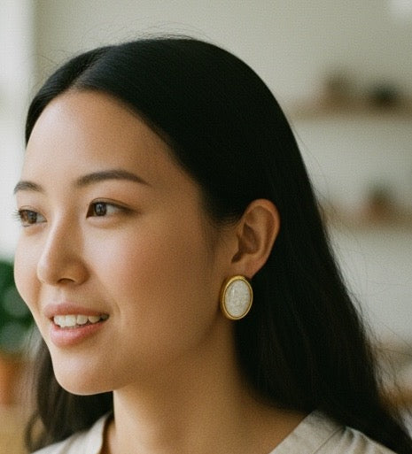 Royal White Stone Stud Earrings