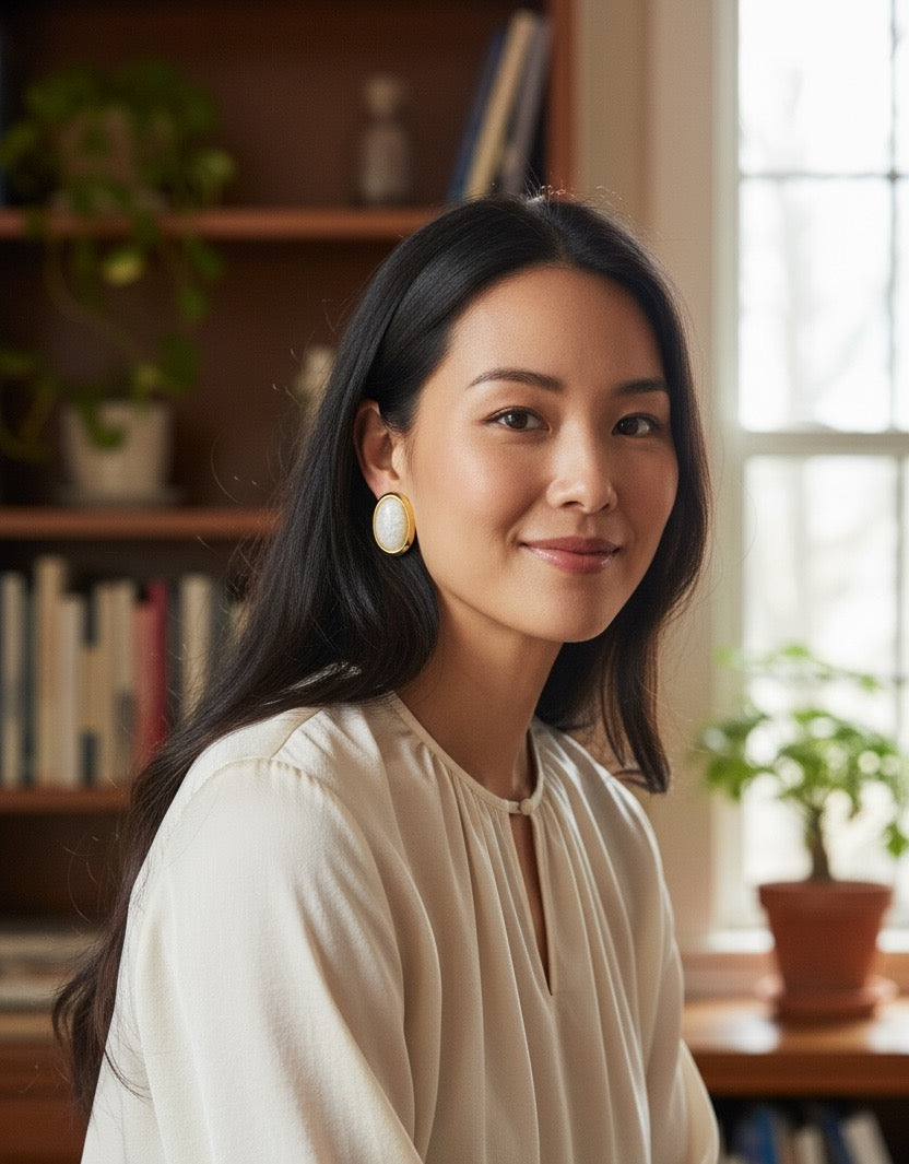 Royal White Stone Stud Earrings