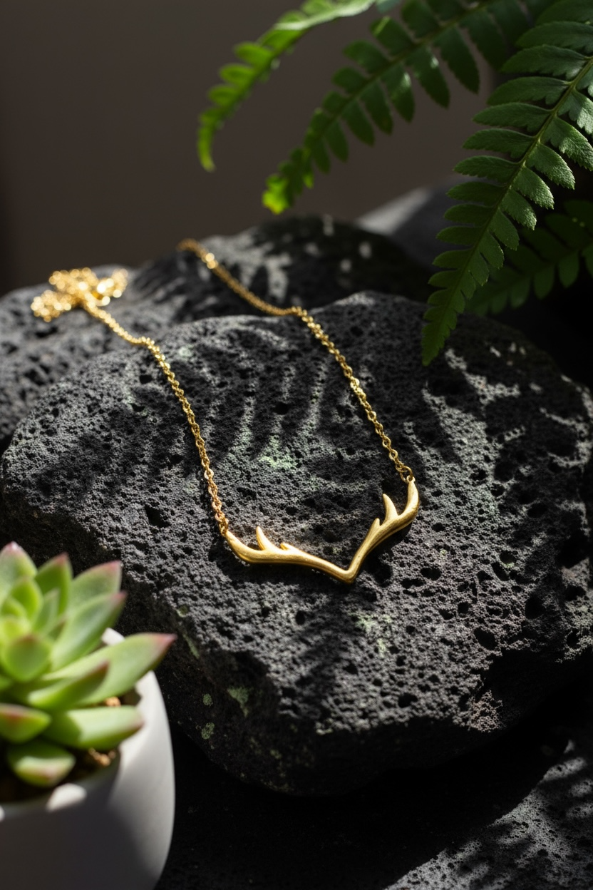 Antler-Inspired Gold Necklace
