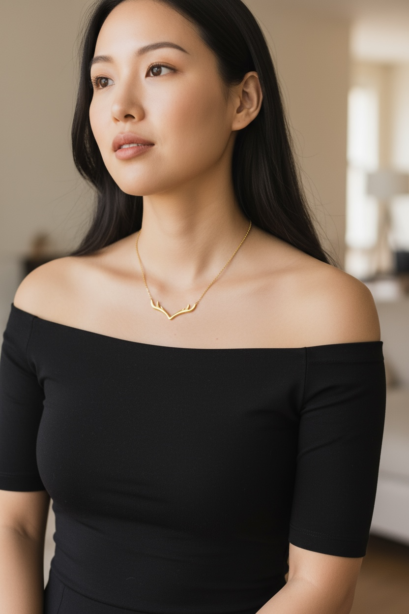 Antler-Inspired Gold Necklace