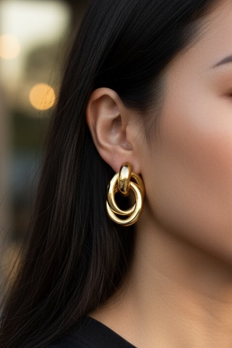 Golden Bold Loop Earrings
