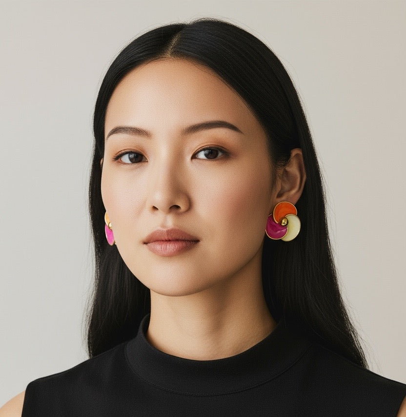 Tropical Swirl Enamel Stud Earrings