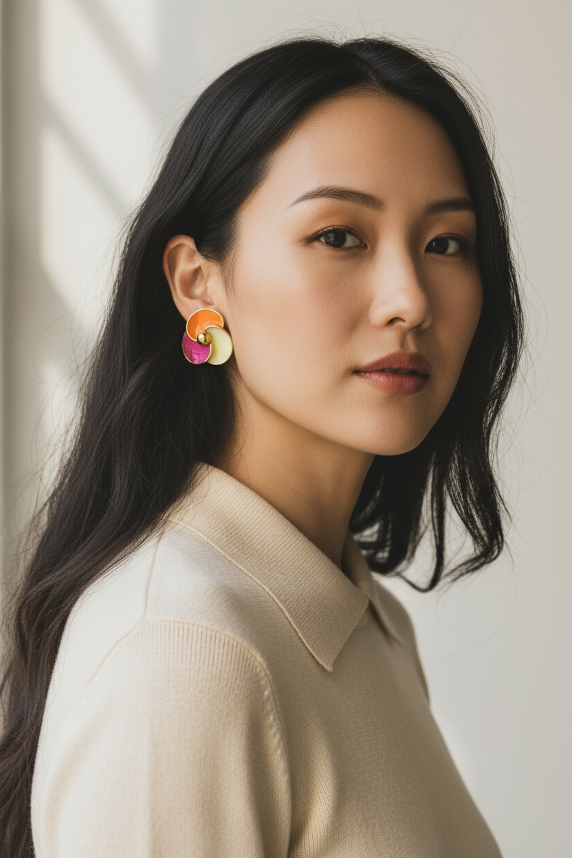 Tropical Swirl Enamel Stud Earrings