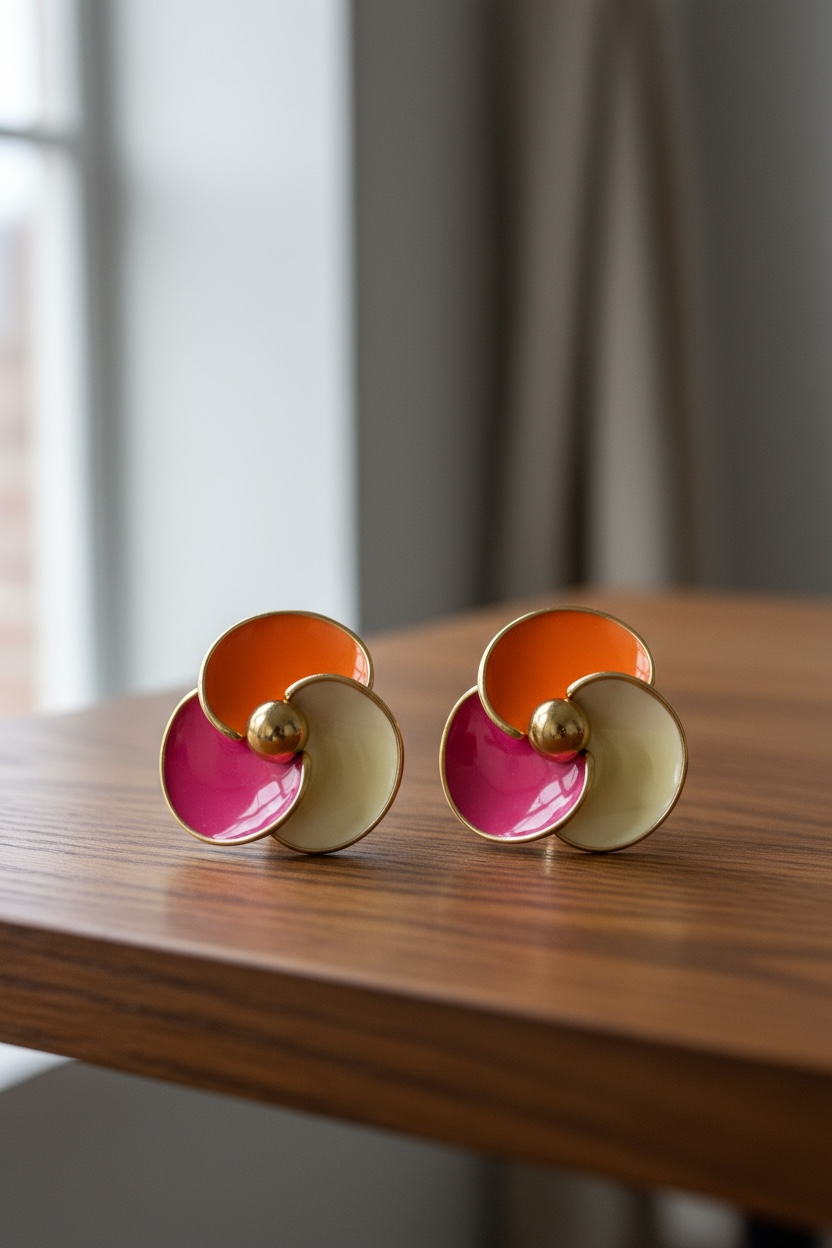 Tropical Swirl Enamel Stud Earrings