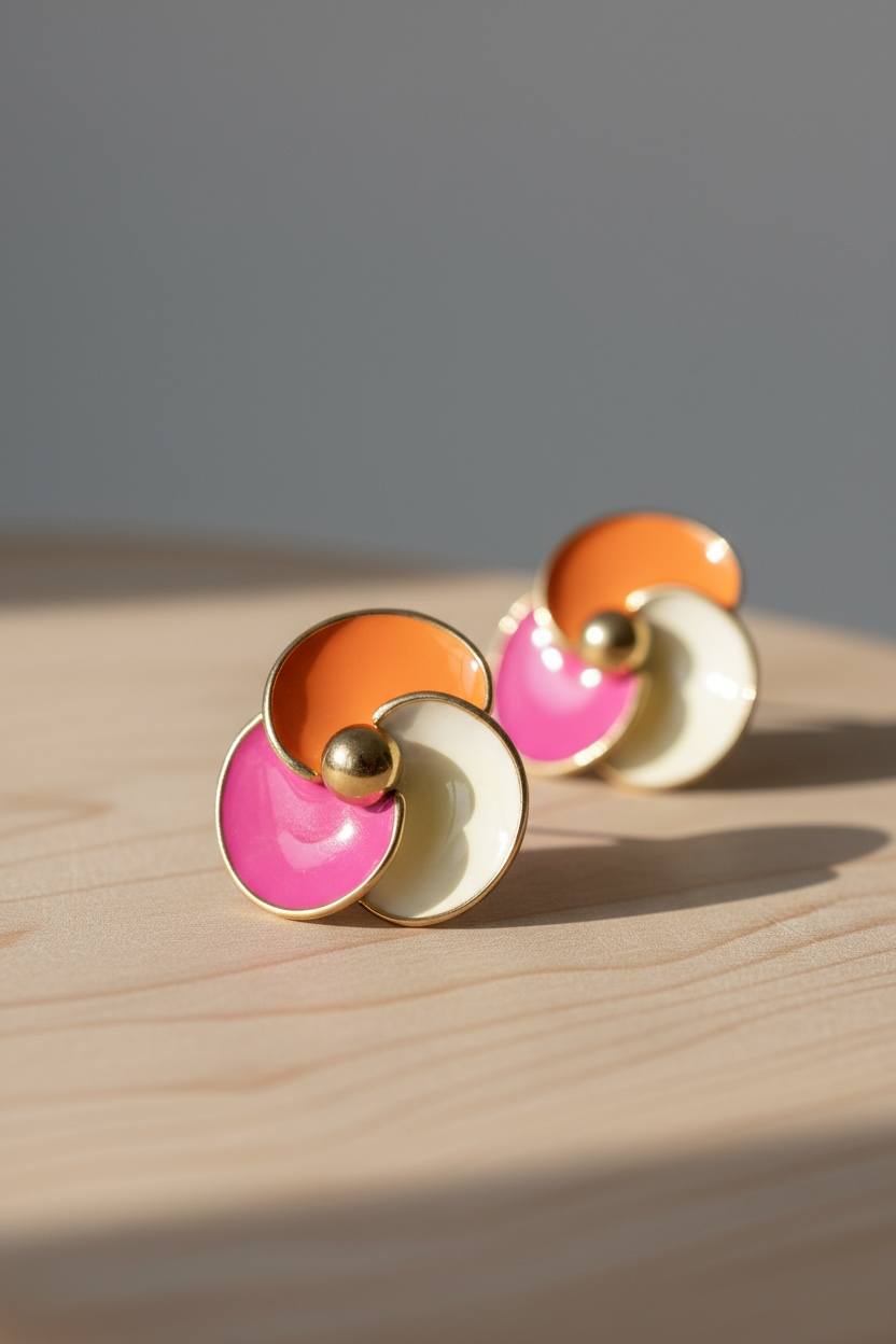 Tropical Swirl Enamel Stud Earrings