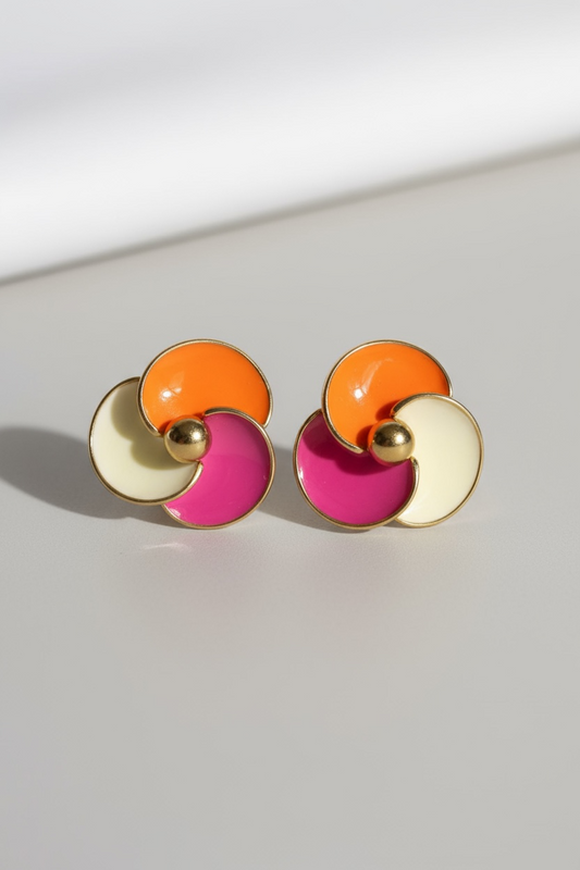 Tropical Swirl Enamel Stud Earrings