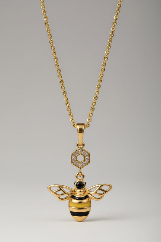 Golden Bee Charm Necklace