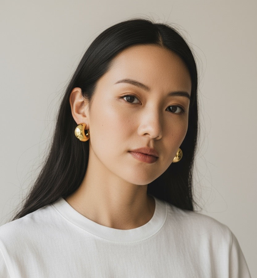 Classic Dome Gold Hoop Earrings