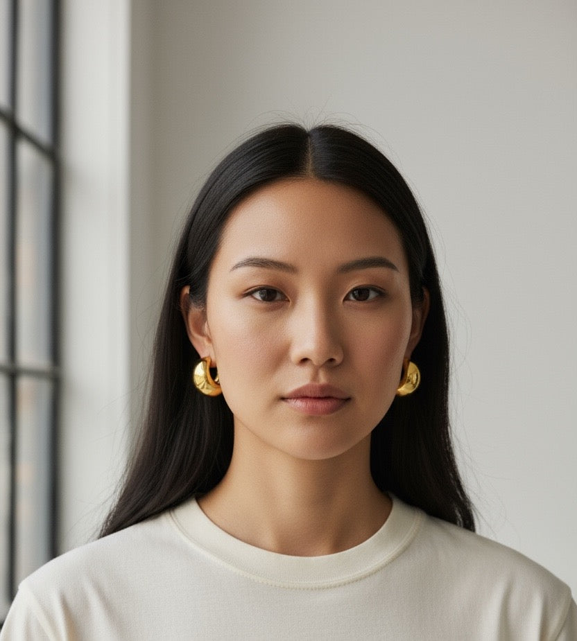 Classic Dome Gold Hoop Earrings