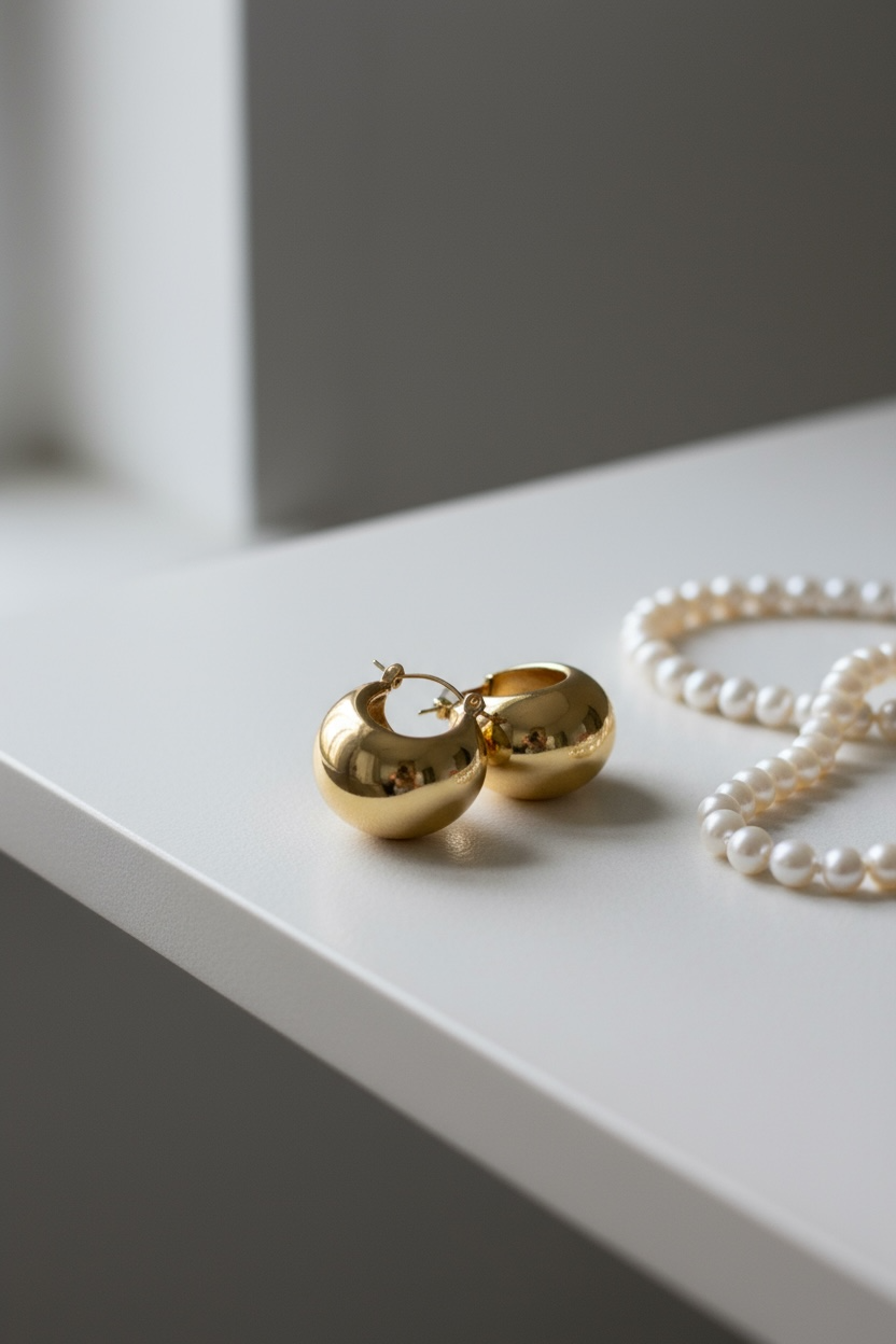 Classic Dome Gold Hoop Earrings