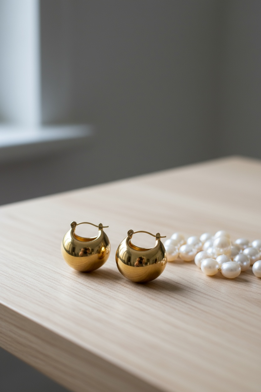 Classic Dome Gold Hoop Earrings