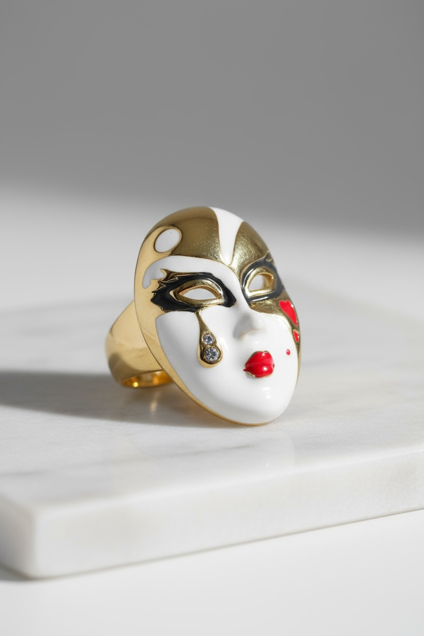 Venetian Mask Gold Ring