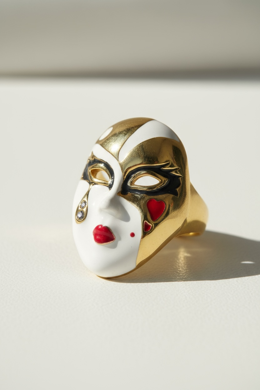 Venetian Mask Gold Ring