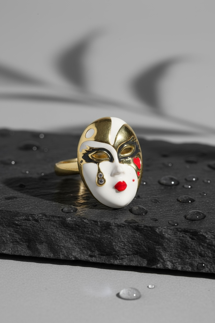 Venetian Mask Gold Ring